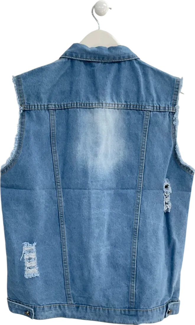 304 Blue Ripped Denim Gilet Casual Vintage UK XXXL