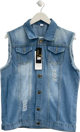 304 Blue Ripped Denim Gilet Casual Vintage UK XXXL