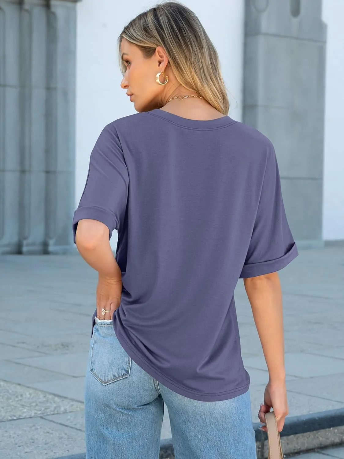 ANRABESS Women Oversized T Shirts Short Sleeve Summer Casual Loose Top Basic Tee with Pocket