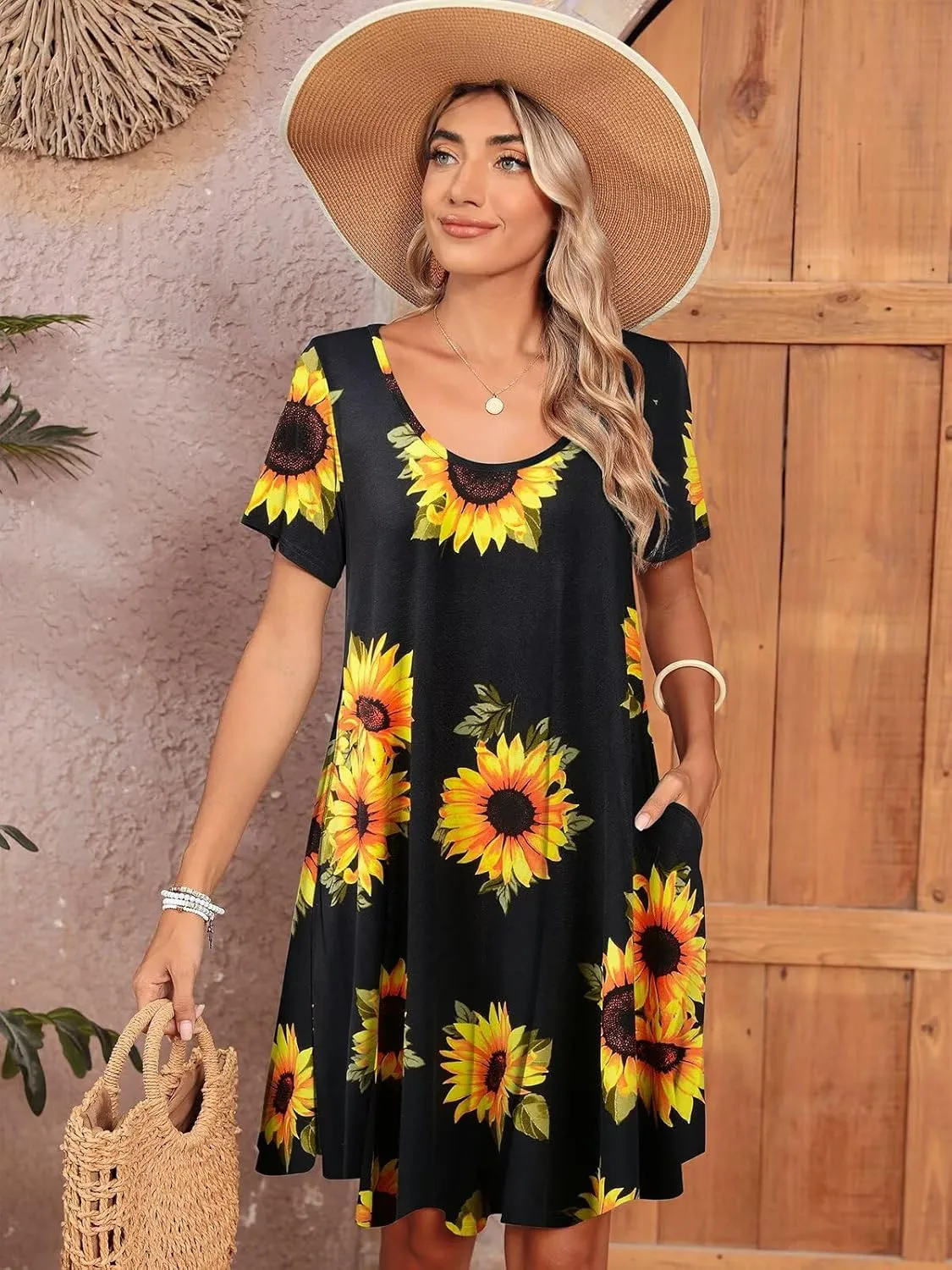 BELAROI Womens Plus Size Casual Dresses Summer Tshirt Dress Swing Short Sleeve Vacation Beach Coverup