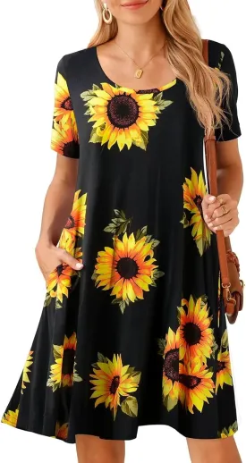 BELAROI Womens Plus Size Casual Dresses Summer Tshirt Dress Swing Short Sleeve Vacation Beach Coverup