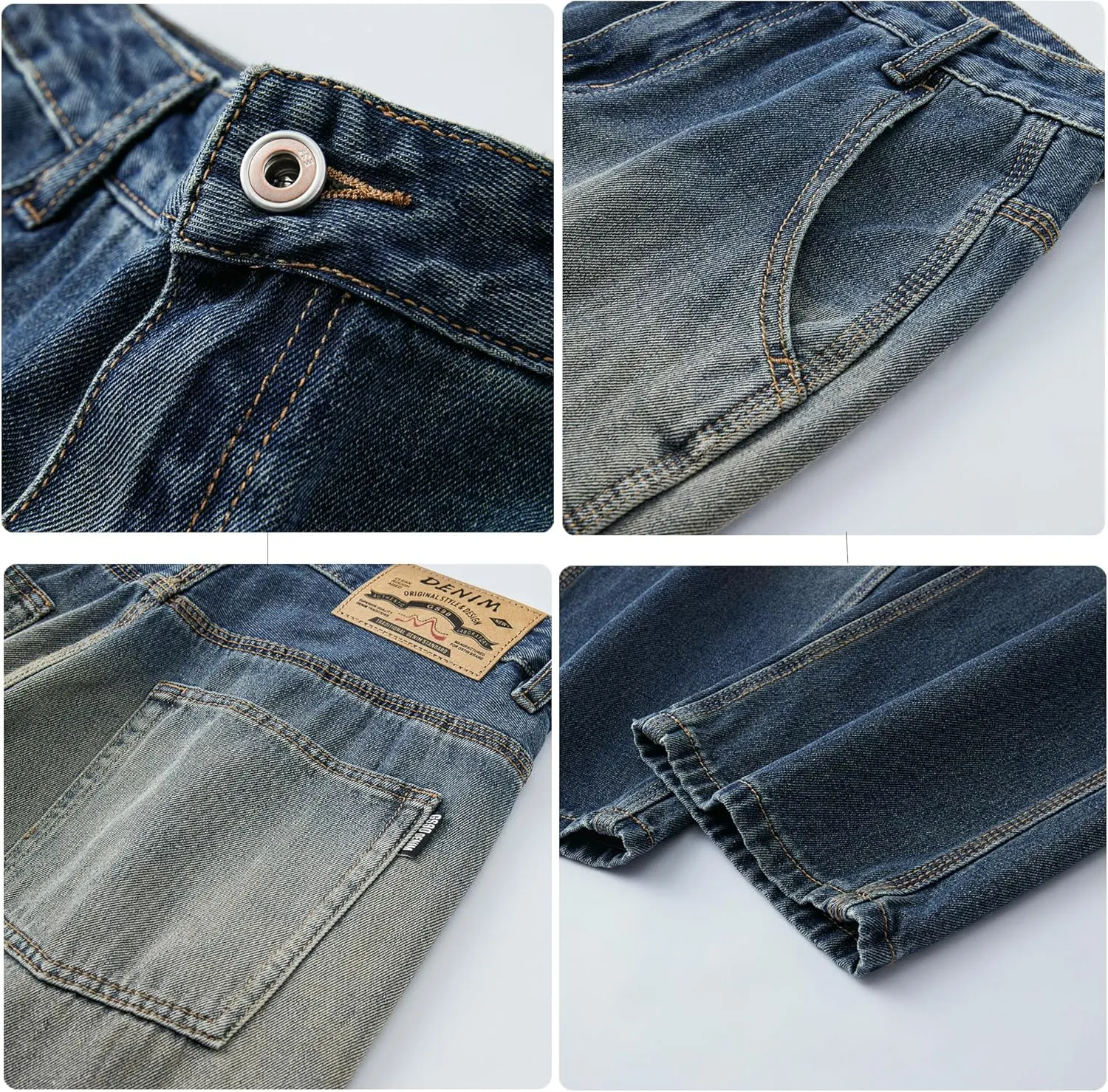 DOSLAVIDA Men's Baggy Jeans Loose Fit Ripped Distressed Jean Relaxed Skateboard Denim Pants with Holes