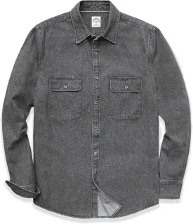 Dubinik Denim Shirt Men Mens Denim Shirts Long Sleeve Mens Denim Button Down Shirt Cotton Regular Fit Casual Work Shirts