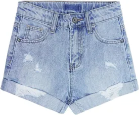 KIDSCOOL SPACE Girls Slim-fit Denim Shorts,Ripped Simple Design Summer Half Jeans Pants
