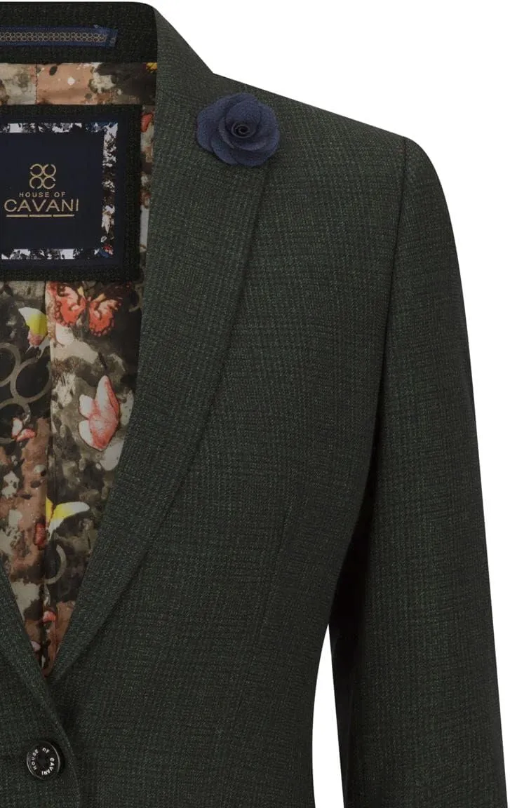 Ladies Tweed Green Check Blazer Wool Classic Hunting Jacket Vintage 1920s Retro