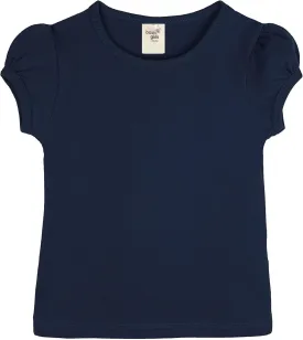Lilax Girls' Basic Short Puff Sleeve Round Neck Cotton T-Shirt