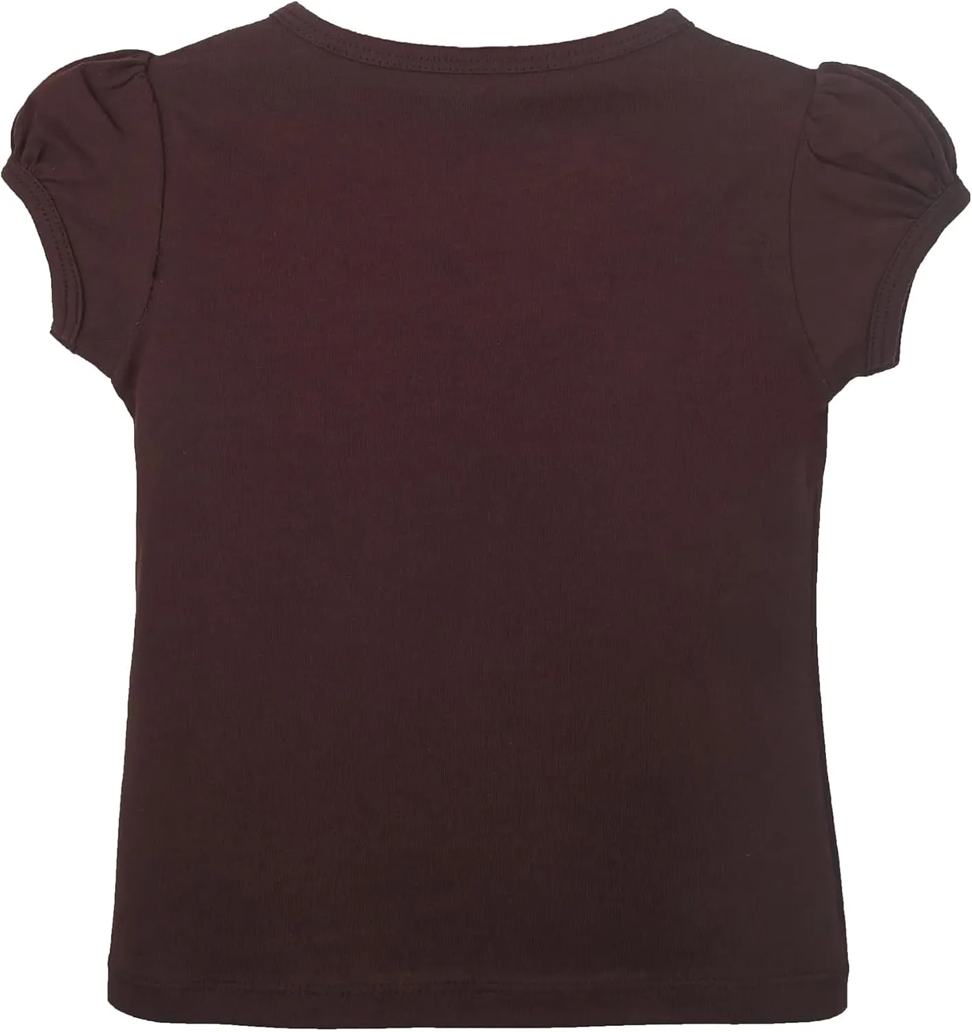 Lilax Girls' Basic Short Puff Sleeve Round Neck Cotton T-Shirt