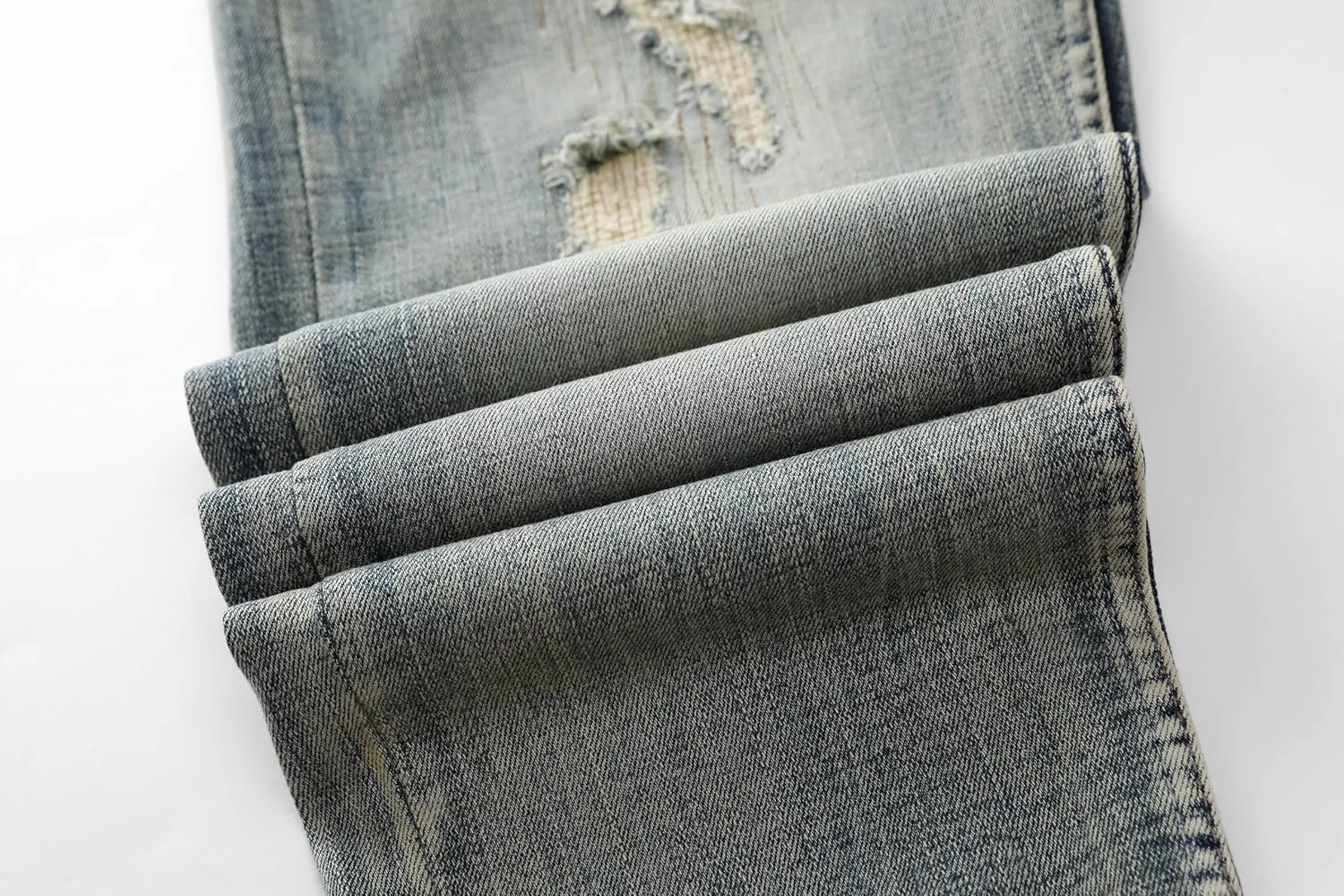 Men's Stretch Ripped Jeans Distressed Slim Fit Straight Leg Fashion Denim Pants