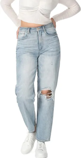 OFLUCK Straight Leg Mom Jeans for Women High Waisted Trendy Ankle Length Boyfriend Denim Tapered Leg Pants