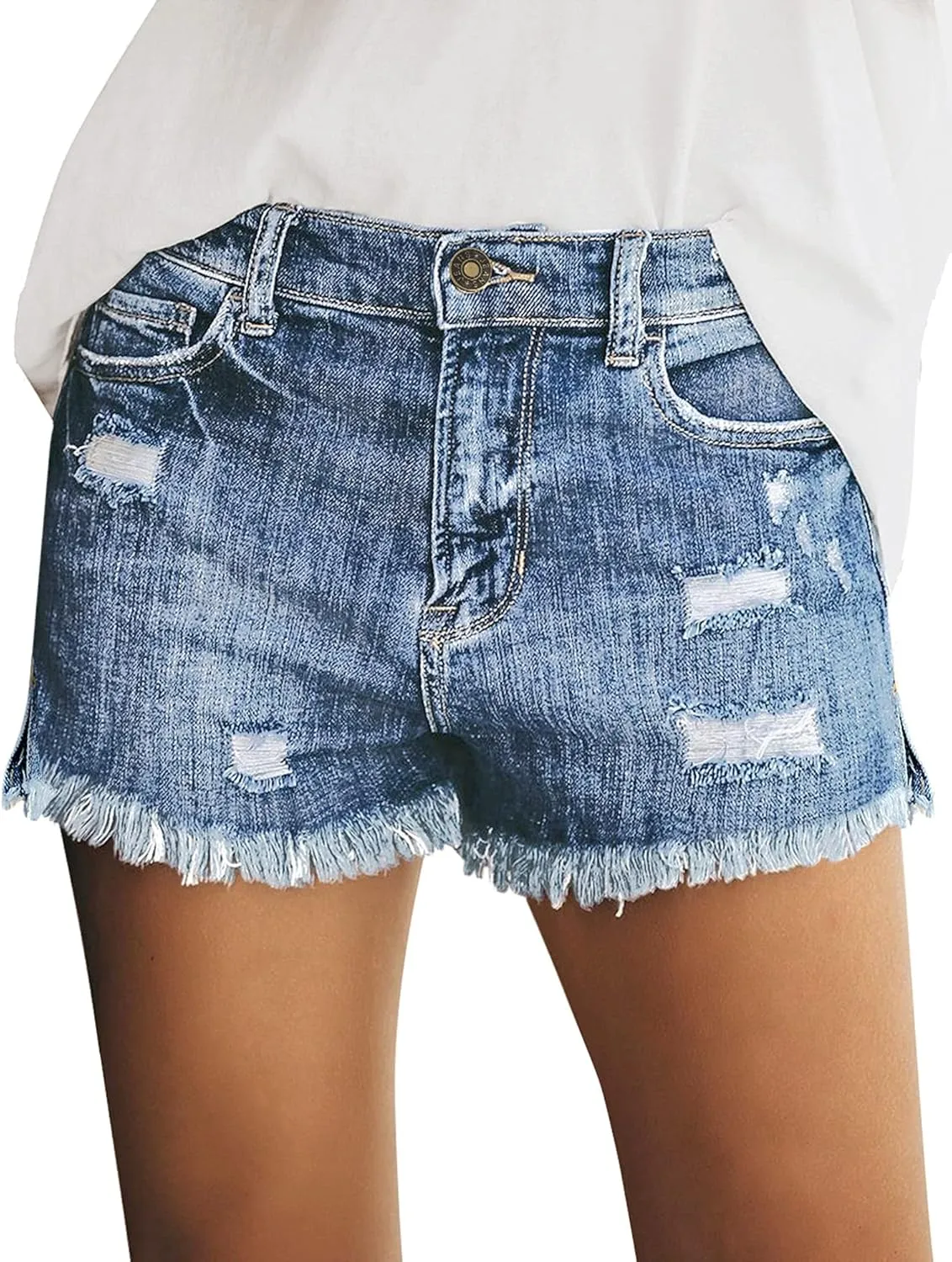 Utyful Women's Casual Summer Ripped Washed Distressed Stretch Denim Jean Shorts
