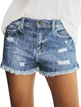 Utyful Women's Casual Summer Ripped Washed Distressed Stretch Denim Jean Shorts