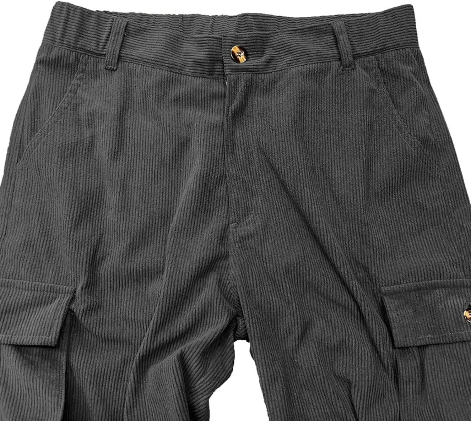 WENKOMG1 Corduroy Cargo Pants for Men Multi Pockets Straight Leg Outdoor Work Pants Retro Style Workwear