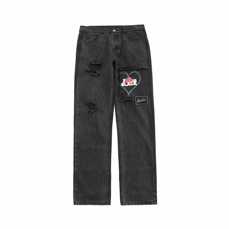 Wiaofellas  -  Ripped American Jeans Men's Fashion Streetwear Stitching Hip Hop Irregular Design Denim Pants  Spring New Trousers 9828