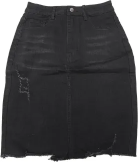 Women's Denim Skirt Stretch Denim High Waisted Raw Hem Above The Knee Pencil Skirt Jean Skirts