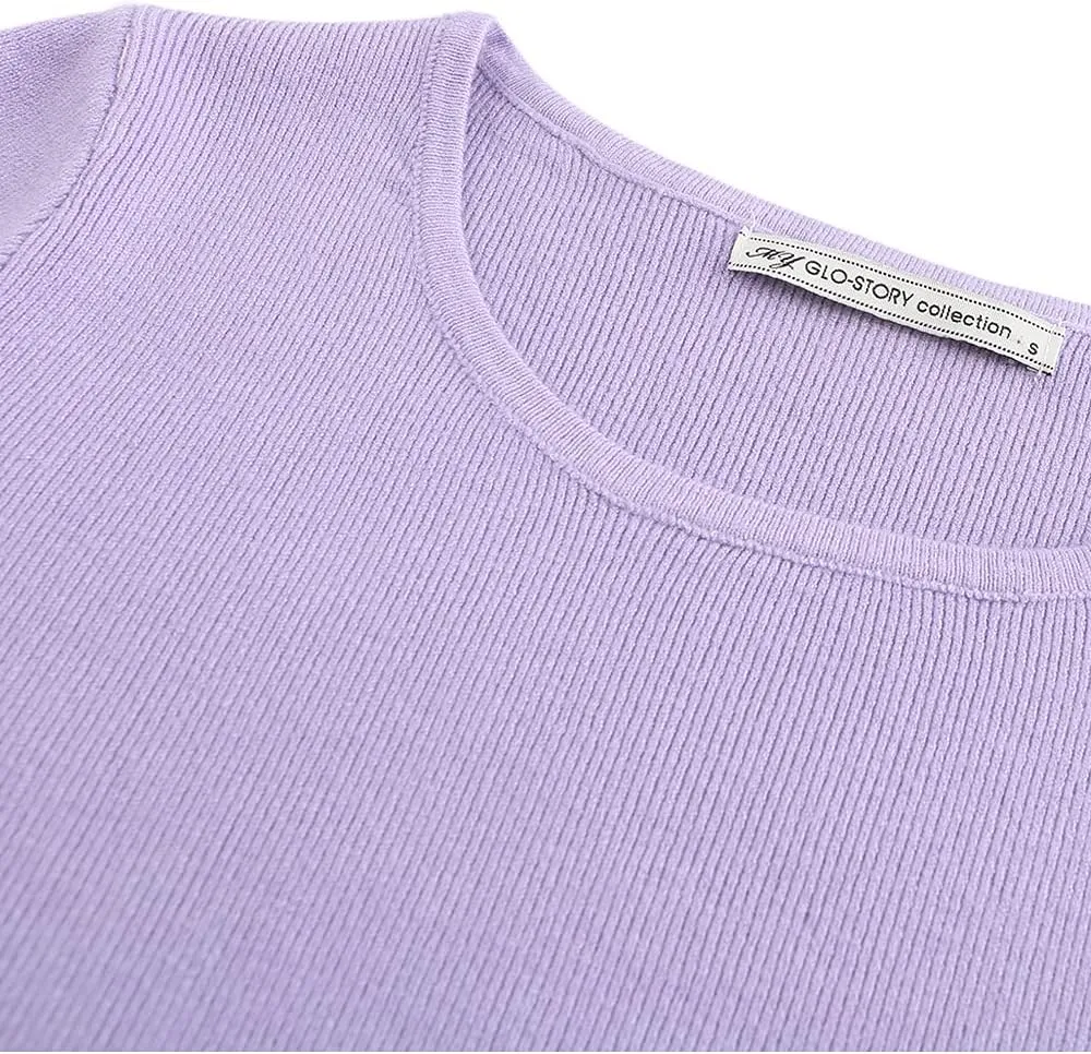 Women's Knee Length Long Sleeve Knitted Ribbed Screw Neck Bodycon Winter Sweater Dresses 2616