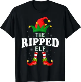 Xmas Ripped Elf Family Matching Christmas Pajama T-Shirt